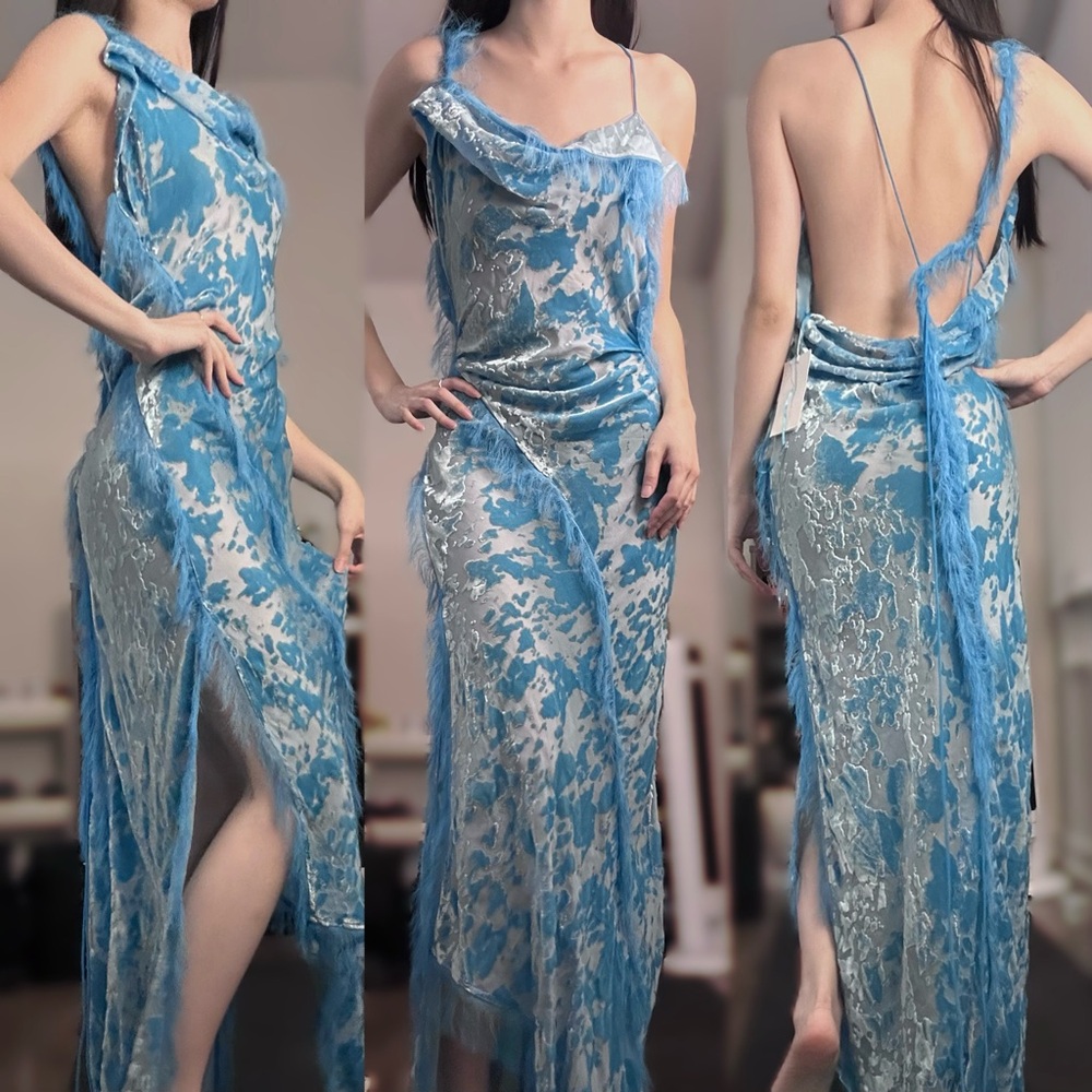 Acne Studios Runway Asymmetric velvet maxi dress